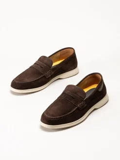 Ambitious - Mörkbruna pennyloafers i mocka