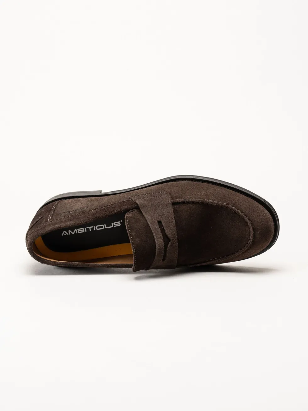 Ambitious - Mörkbruna pennyloafers i mocka