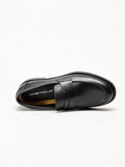 Ambitious - Svarta pennyloafers i skinn