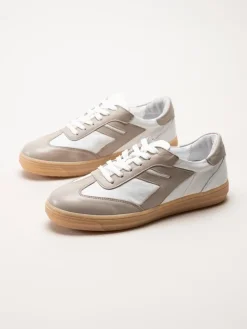 Andrea Conti - Vit beige sneakers i skinn