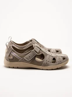 Axelda - Cleveland - Beige sandalskor i mocka och textil
