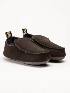 Axelda - Edinburgh 2 - Mörkbruna slip on fårskinnstofflor
