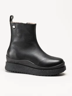 Canada Snow - Mount Meer - Svarta fårskinnsfodrade boots i skinn
