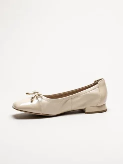 Caprice - Beige ballerinaskor i skinn