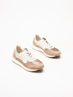 Caprice - Beige sneakers i skinn
