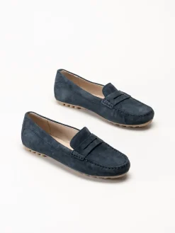 Caprice - Mörkblå loafers i mocka