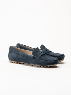 Caprice - Mörkblå loafers i mocka