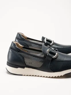 Caprice - Mörkblå loafers i skinn