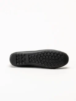 Caprice - Svarta loafers i skinn