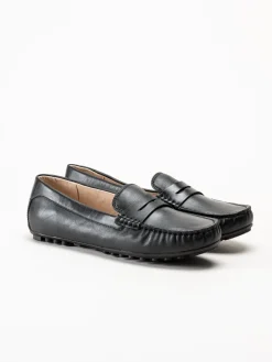 Caprice - Svarta loafers i skinn