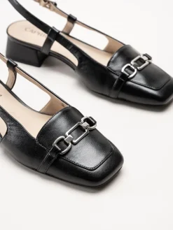 Caprice - Svarta slingback pumps i skinn