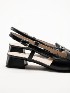 Caprice - Svarta slingback pumps i skinn