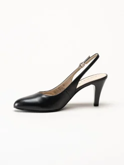 Caprice - Svarta slingback pumps i skinn