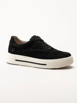 Caprice - Svarta sneakers i mocka