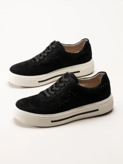 Caprice - Svarta sneakers i mocka