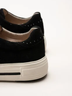 Caprice - Svarta sneakers i mocka
