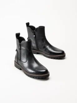 Caprice - Svarta varmfodrade boots i skinn