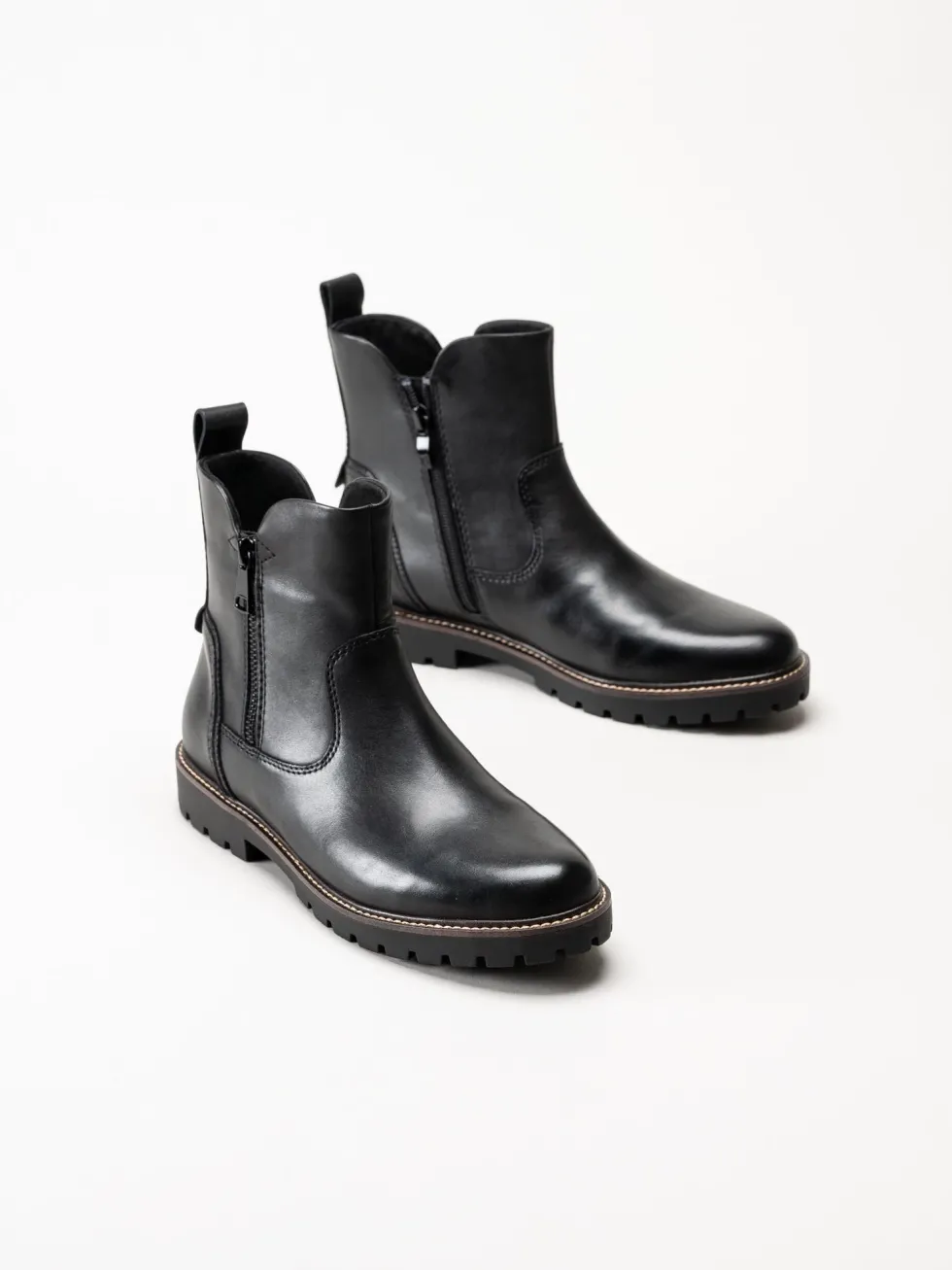 Caprice - Svarta varmfodrade boots i skinn