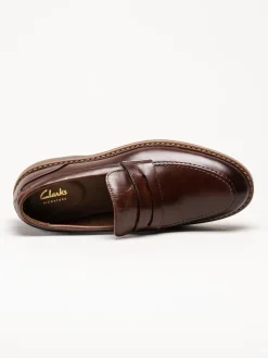 Clarks - Aldwin Step G - Bruna slip-on loafers i skinn