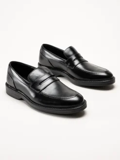 Clarks - Aldwin Step G - Svarta slip-on loafers i skinn