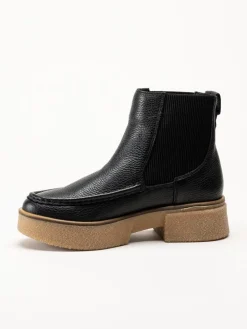 Clarks - Linoso Top - Svarta chunky boots i skinn