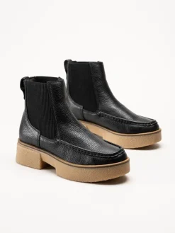 Clarks - Linoso Top - Svarta chunky boots i skinn
