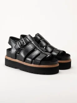 Clarks - Orianna Twist - Svarta platåsandaler i skinn