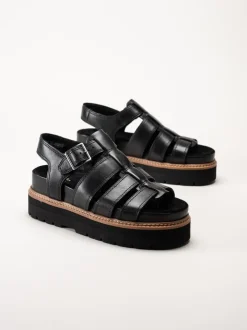 Clarks - Orianna Twist - Svarta platåsandaler i skinn