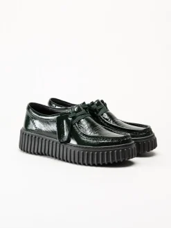 Clarks - Torhill Bee - Gröna snörskor i lack