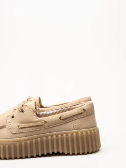 Clarks - Torhill Boat - Beige snörskor i mocka