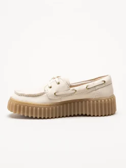 Clarks - Torhill Boat - Offwhite snörskor i nubuck