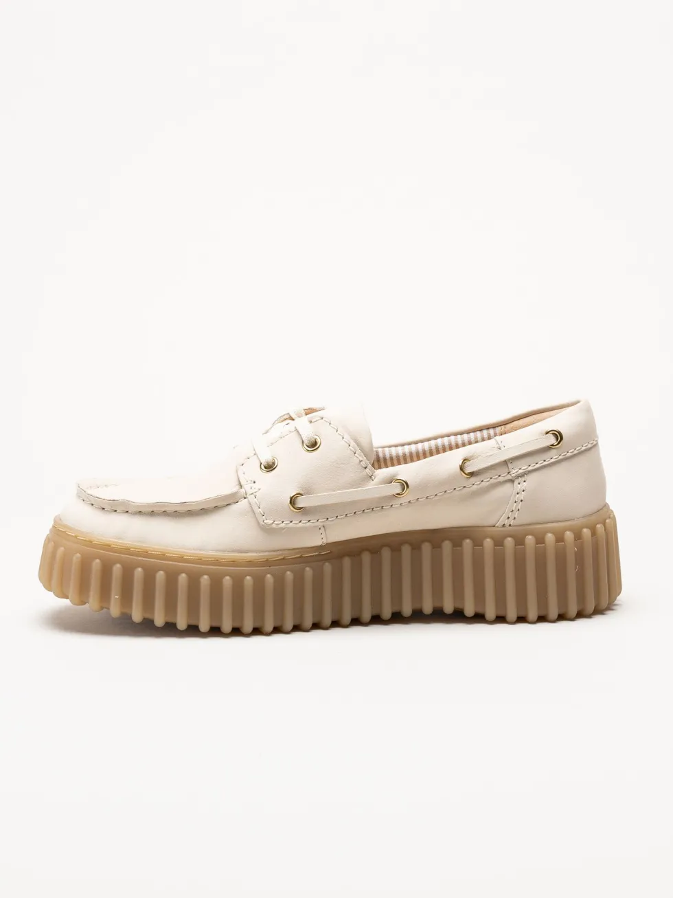 Clarks - Torhill Boat - Offwhite snörskor i nubuck