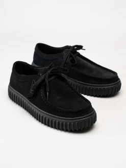Clarks - Torhill lo G - Svarta snörskor i mocka