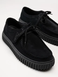 Clarks - Torhill lo G - Svarta snörskor i mocka