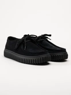 Clarks - Torhill lo G - Svarta snörskor i mocka
