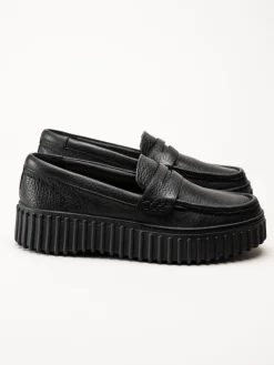 Clarks - Torhill Penny - Svarta loafers i skinn