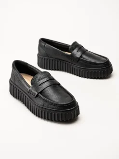 Clarks - Torhill Penny - Svarta loafers i skinn