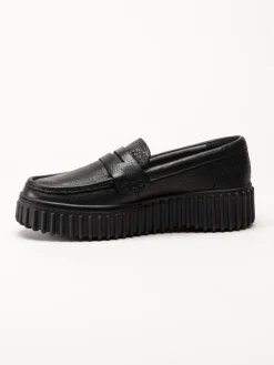 Clarks - Torhill Penny - Svarta loafers i skinn