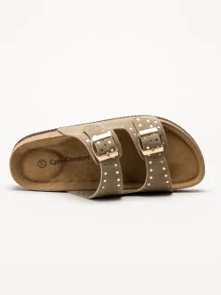 CpH Comfort - Grågröna slip in sandaler i mocka