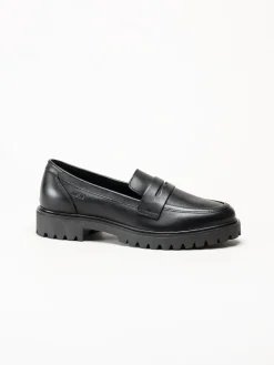 Dasia - Lita - Svarta pennyloafers i skinn