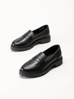 Dasia - Lita - Svarta pennyloafers i skinn