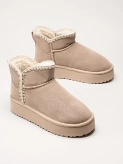Duffy - Beige varmfodrade platåboots i mocka