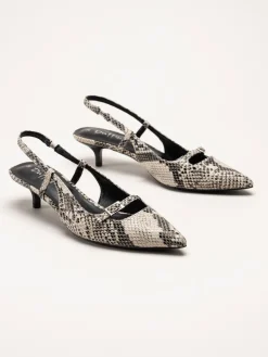 Duffy - Pomezia - Svart-Beige slingback pumps med taxklack