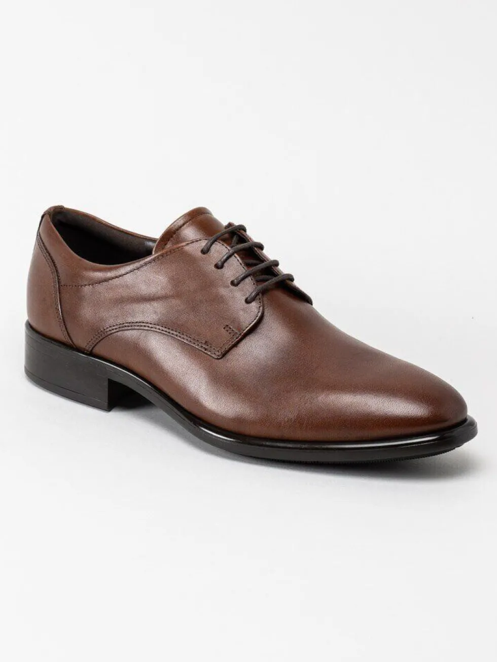 Ecco - Citytray M derby - Mörkbruna snörskor i skinn