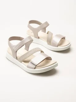 Ecco - Ecco Flowt - Ljusrosa metallic sandaler i skinn