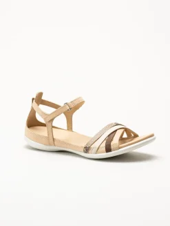 Ecco - Flash - Beige remsandaler i skinn