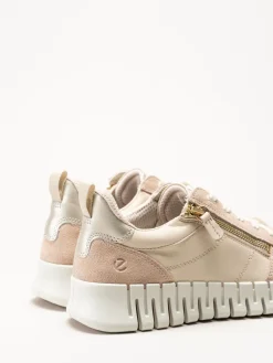 Ecco - Gruuv W Side Zip Lace - Ljusrosa sneakers i nubuck