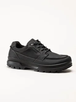 Ecco - Rugged Track WP - Svarta waterproof promenadskor i oljat skinn