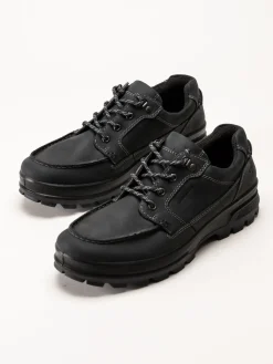 Ecco - Rugged Track WP - Svarta waterproof promenadskor i oljat skinn