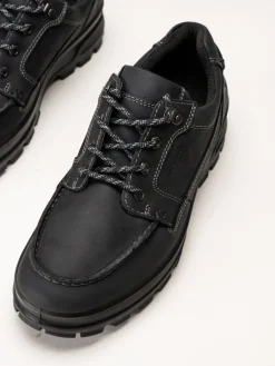 Ecco - Rugged Track WP - Svarta waterproof promenadskor i oljat skinn